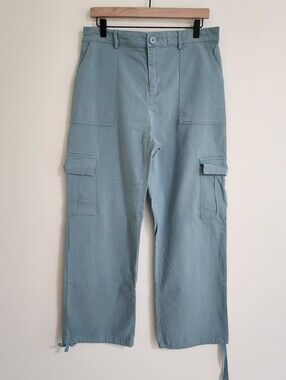 Lepunuo Women's Slate Blue Casual Utility Style Cargo Pants XL Cotton Casual